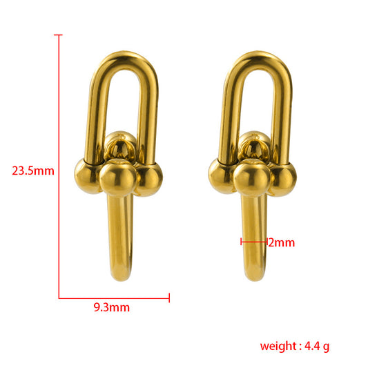 1 Pair Simple Style U Shape Plating Titanium Steel 18k Gold Plated Ear Studs