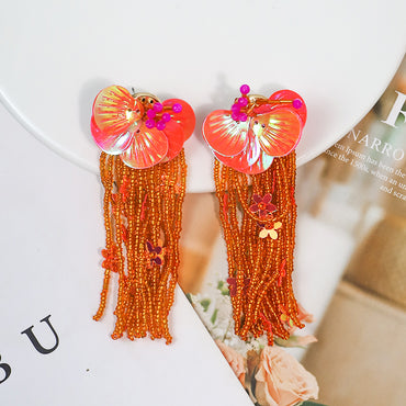 1 Pair Vacation Flower Handmade Plastic Drop Earrings