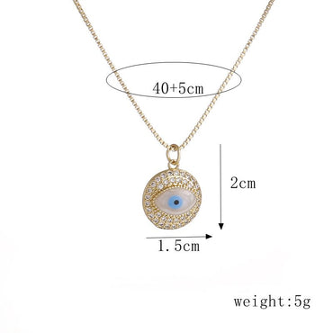 Ig Style Simple Style Cross Devil's Eye Heart Shape Copper Plating Inlay Shell Zircon Gold Plated Pendant Necklace
