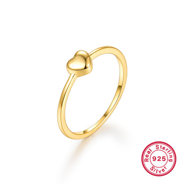 Elegant Heart Shape Sterling Silver Plating 18k Gold Plated Rings