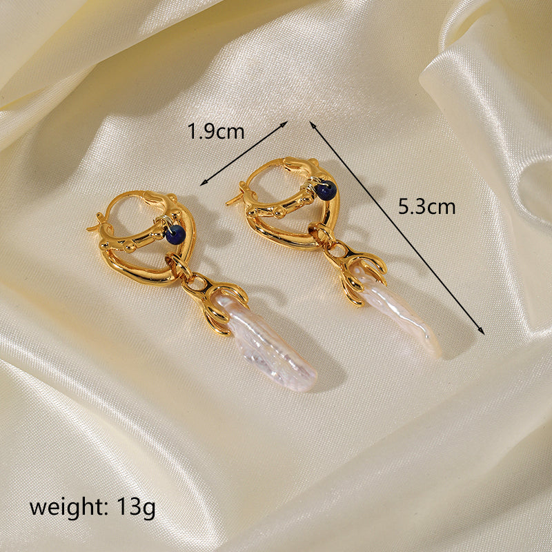 1 Pair Baroque Style Solid Color Plating Inlay Copper Artificial Gemstones 18k Gold Plated Drop Earrings