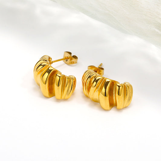 1 Pair Casual Elegant Modern Style Solid Color Plating Stainless Steel 14k Gold Plated Ear Studs