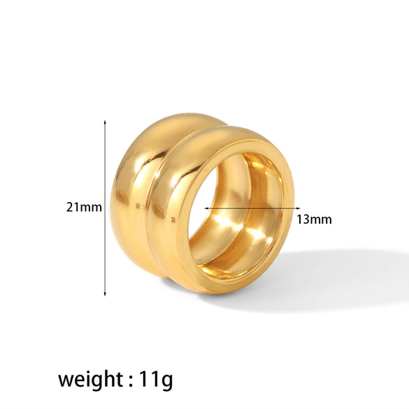 Elegant Circle Stainless Steel Polishing Plating 18k Gold Plated Rings
