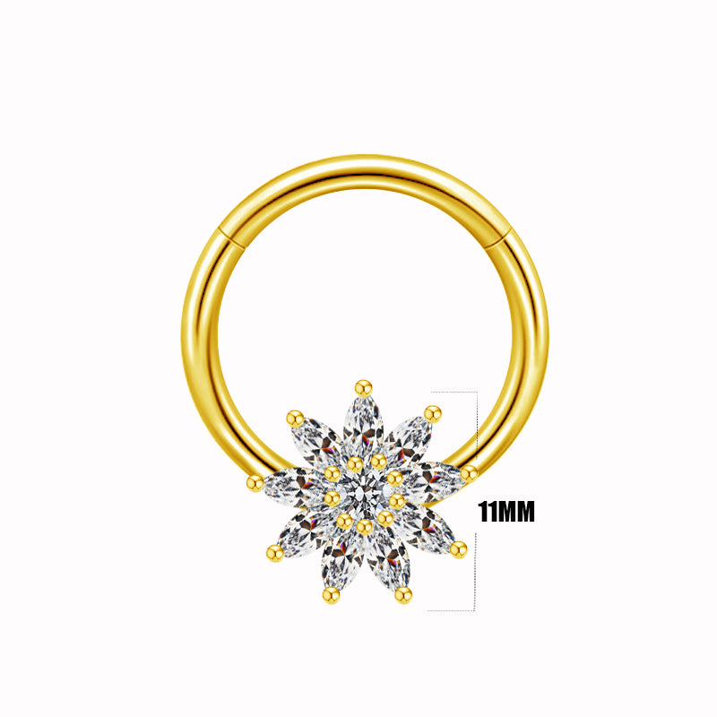 Hawaiian Sun Butterfly Stainless Steel Copper Plating Hollow Out Inlay Rhinestones Zircon White Gold Plated Gold Plated Chest Ring
