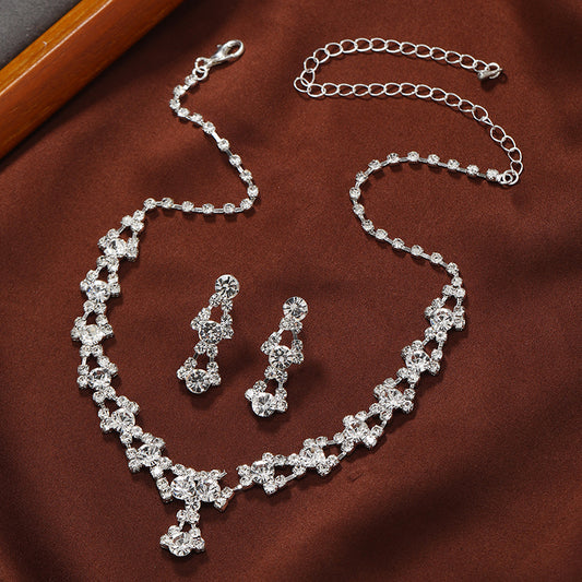 Elegant Tassel Alloy Inlay Artificial Diamond Women's Earrings Necklace