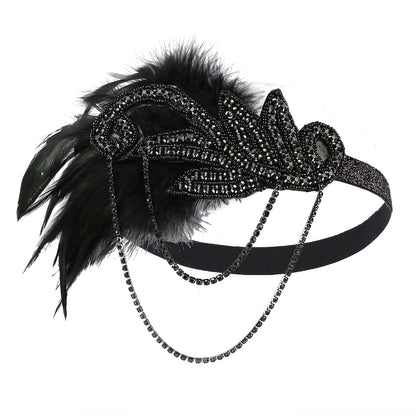 Fashion Retro Tassel Feather Diamond Headband Hairband