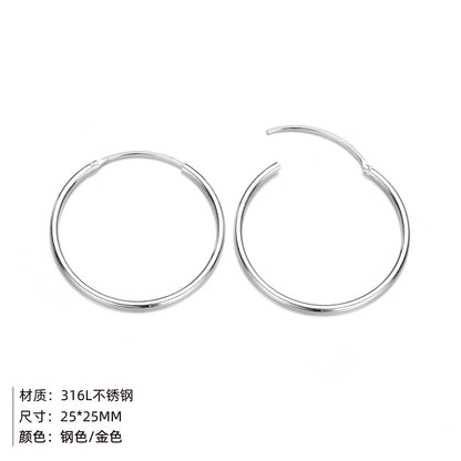 Fashion Stainless Steel Ear Hoop Simple Gold-plated Earrings Ear Accessories For Women Wholesale