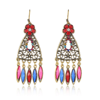 Ethnic Hollow Geometric Diamond Fashion Drop Earrings Wholesale