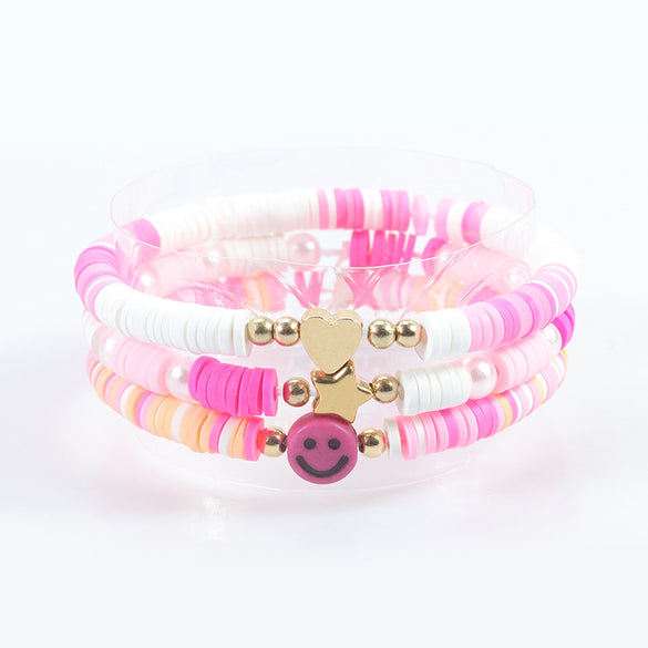 Bohemian Simple Style Letter Colorful Heart Shape Soft Clay Wholesale Bracelets