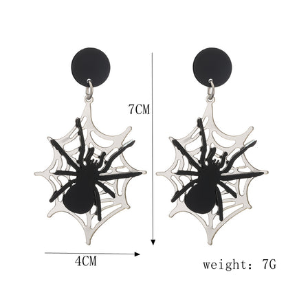 1 Pair Funny Cool Style Halloween Pattern Cat Spider Arylic Drop Earrings