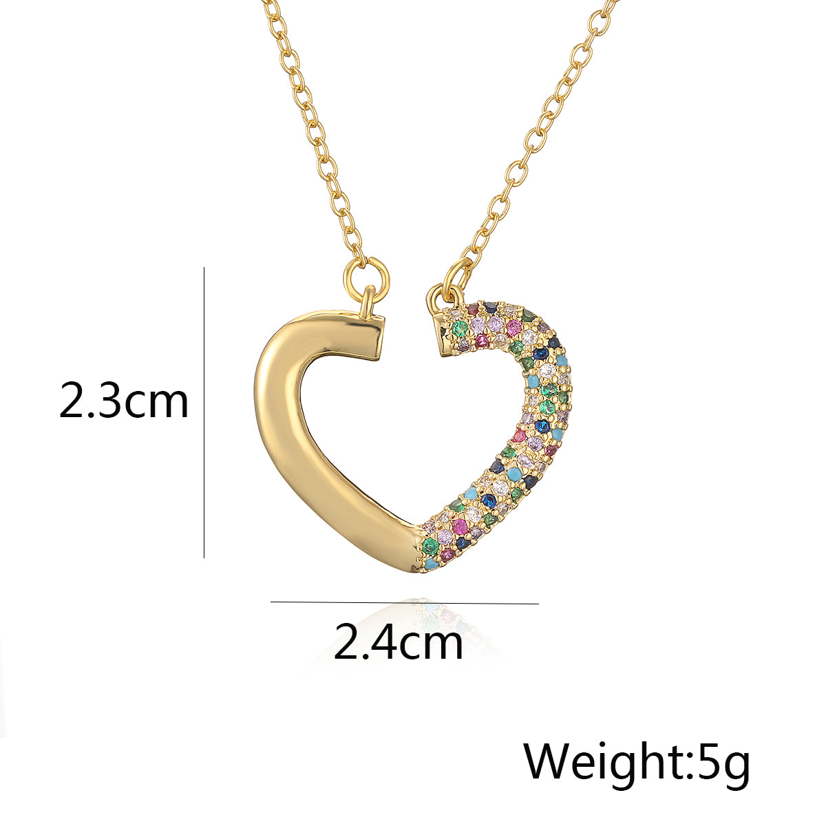Simple Style Commute Heart Shape Copper Plating Inlay Zircon 18k Gold Plated Pendant Necklace
