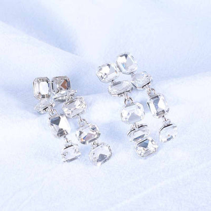 Wholesale Jewelry Ig Style Shiny Square Alloy Rhinestones Plating Inlay Drop Earrings
