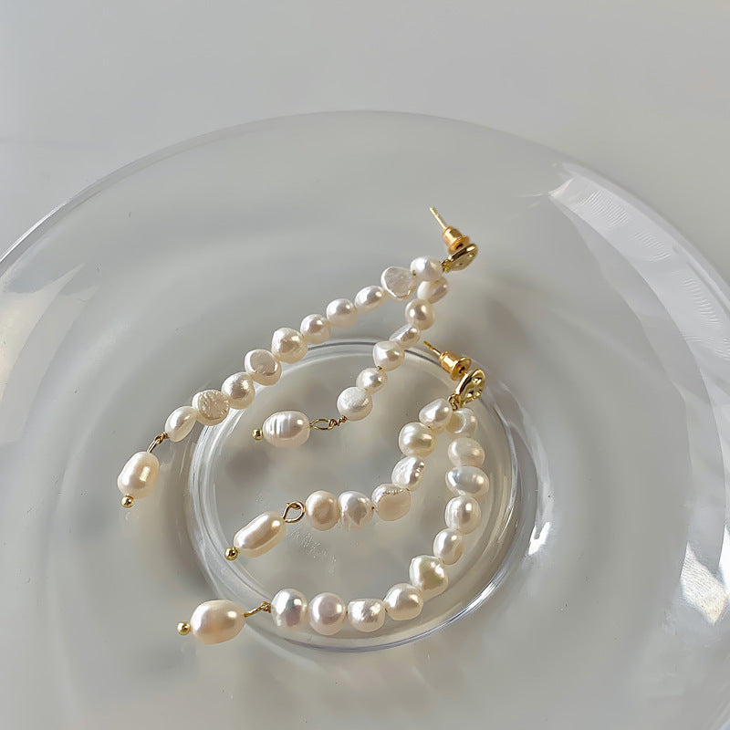 1 Pair Basic Modern Style Geometric Plating Freshwater Pearl Drop Earrings