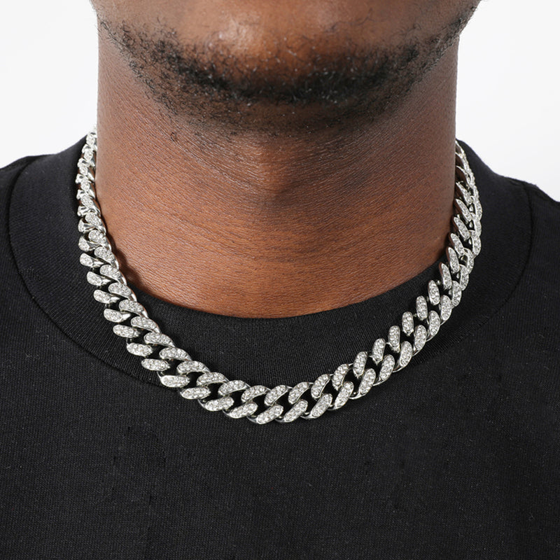 Hip-hop Solid Color Zinc Alloy Plating Inlay Rhinestones Men's Necklace