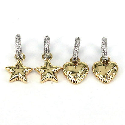 1 Pair Vintage Style Sweet Simple Style Star Heart Shape Inlay Copper Zircon Gold Plated Drop Earrings