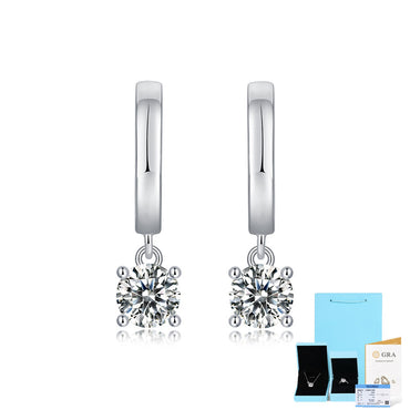 Simple Style Solid Color Sterling Silver Inlay Moissanite Drop Earrings