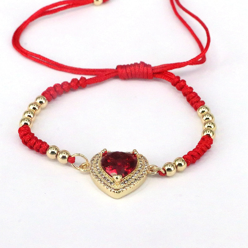 Vintage Style Simple Style Heart Shape Copper Plating Inlay Zircon 18k Gold Plated Bracelets