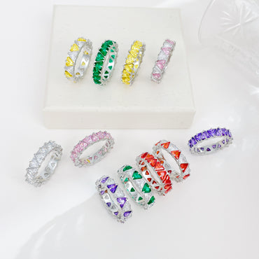 Wholesale Sweet Simple Style Heart Shape Stainless Steel Plating Inlay Zircon Rings