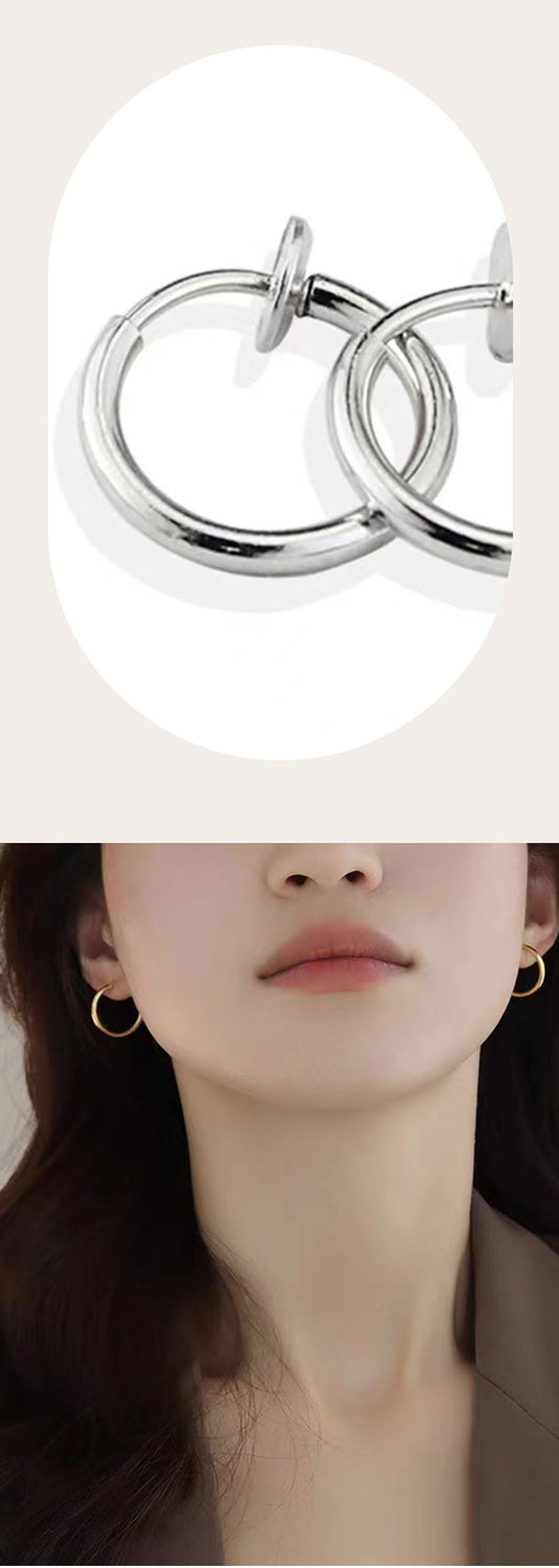 1 Pair Casual Punk Simple Style Circle Lines Polishing Plating Stainless Steel Gold Plated Hoop Earrings