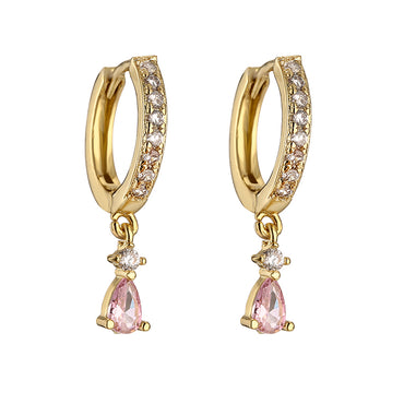 1 Pair Casual Elegant Vacation Water Droplets Plating Inlay Copper Zircon 18k Gold Plated Drop Earrings