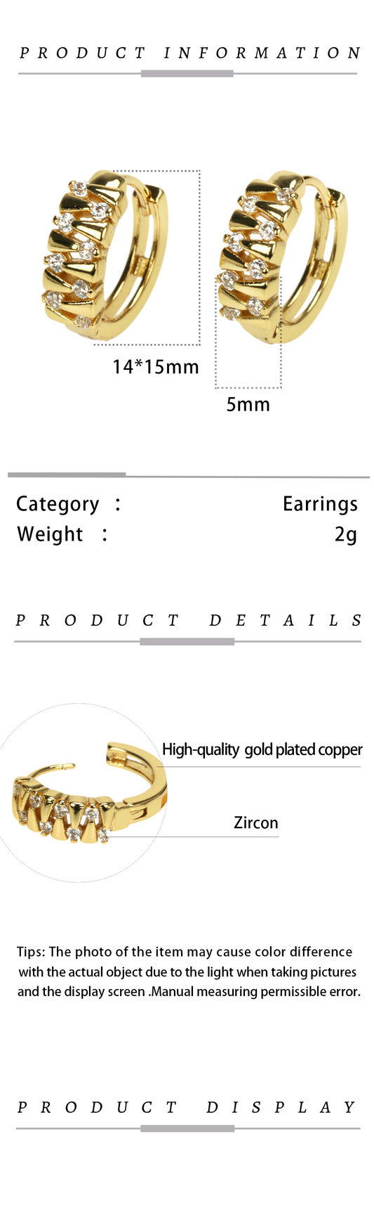 1 Pair Simple Style Pentagram Circle Heart Shape Plating Inlay Copper Zircon 18k Gold Plated Earrings