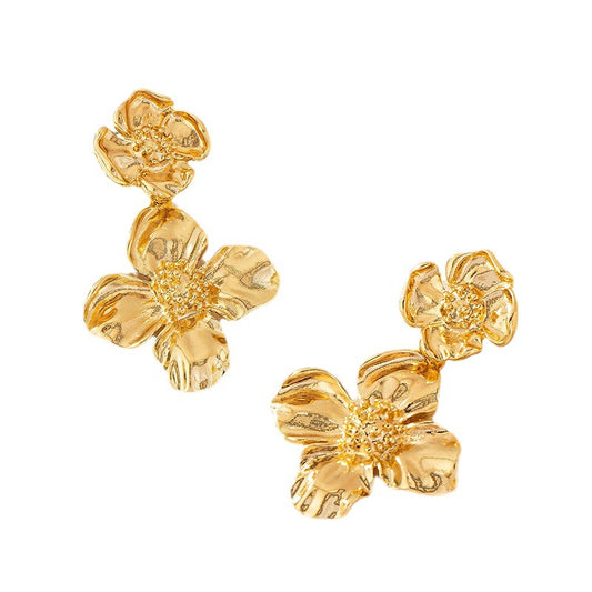 1 Pair Ig Style Exaggerated Flower Plating Alloy Drop Earrings