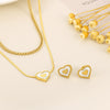 Wholesale Elegant Commute Star Heart Shape Titanium Steel Layered Plating Hollow Out 18k Gold Plated Earrings Necklace
