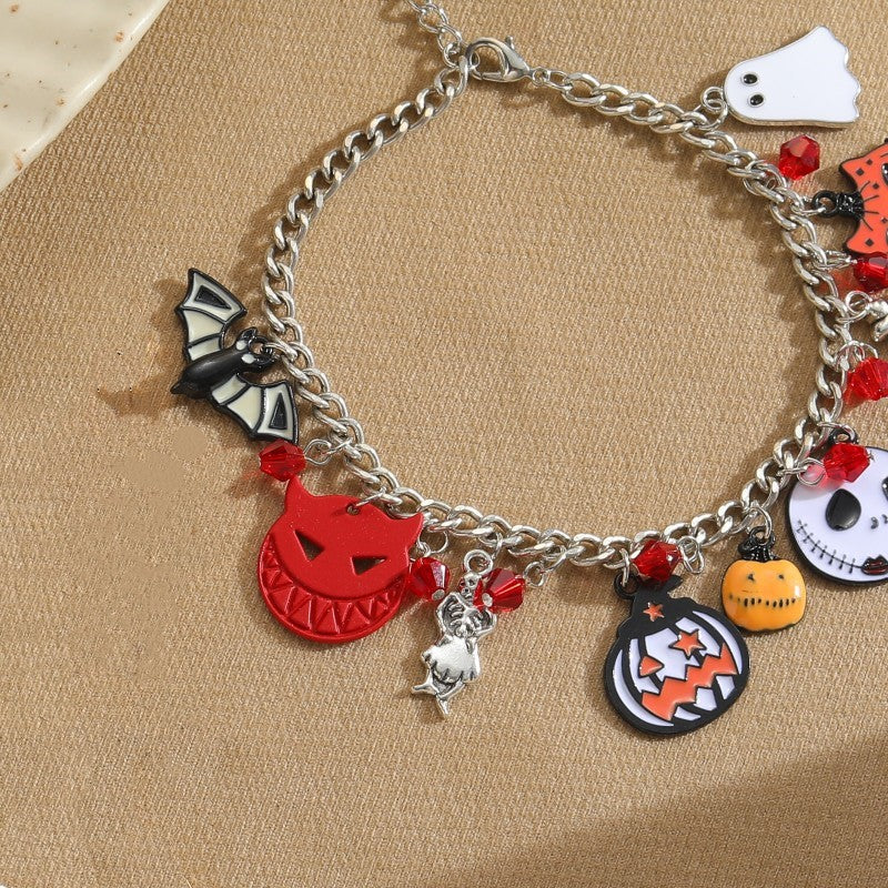 Wholesale Funny Pumpkin Ghost Stainless Steel Alloy Enamel Plating Bracelets Necklace