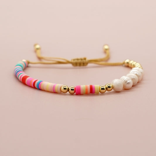 Vacation Multicolor Freshwater Pearl Soft Clay Beaded Bracelets
