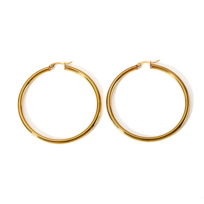 1 Pair Casual Modern Style Circle Plating Stainless Steel 18k Gold Plated Hoop Earrings