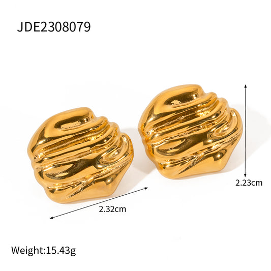 1 Pair Simple Style Solid Color Plating Stainless Steel 18k Gold Plated Ear Studs