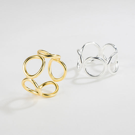 Simple Style Circle Solid Color Sterling Silver 18k Gold Plated Open Rings In Bulk