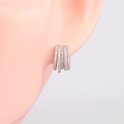 1 Pair Basic Modern Style Geometric Inlay Sterling Silver Zircon Ear Studs