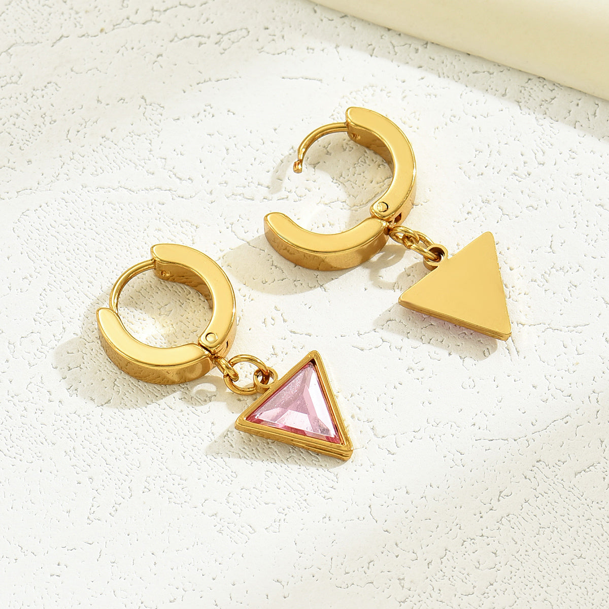 1 Pair Casual Ethnic Style Simple Style Triangle Heart Shape Eye Plating Stainless Steel Plastic 18k Gold Plated Drop Earrings
