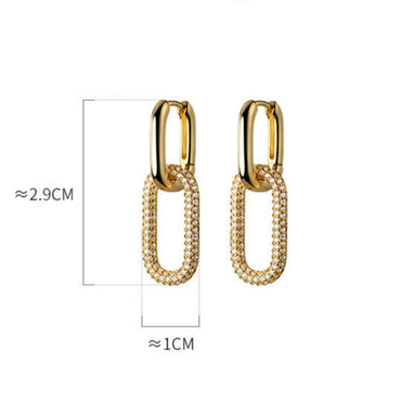 1 Pair Simple Style Oval Plating Inlay Copper Zircon White Gold Plated Gold Plated Drop Earrings