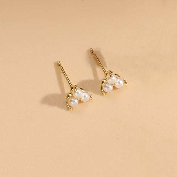1 Pair Elegant Basic Geometric Plating Inlay Copper Pearl Zircon 14k Gold Plated Earrings