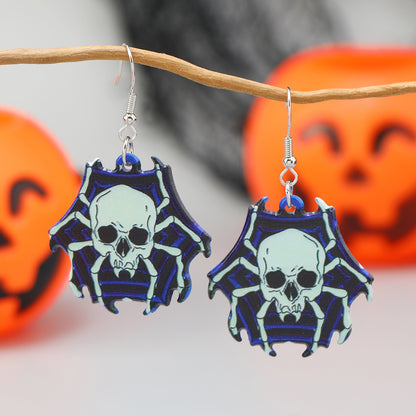 1 Pair Exaggerated Funny Punk Pumpkin Spider Skull Arylic Drop Earrings
