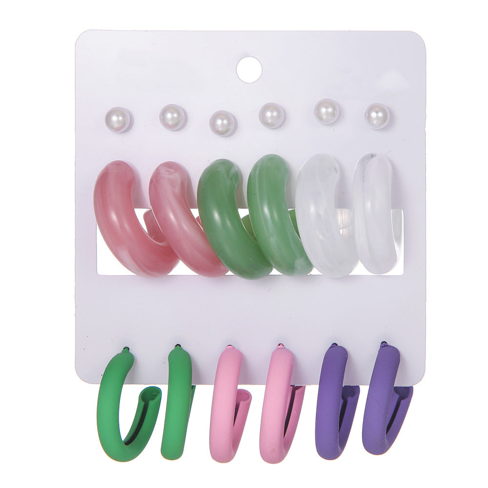 1 Set Vintage Style Solid Color Plating Arylic Hoop Earrings