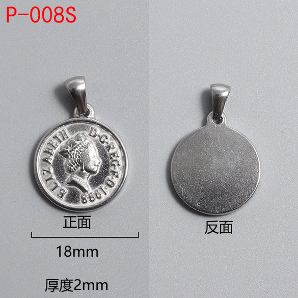 1 Piece Titanium Steel Portrait Cross Heart Shape Polished Pendant