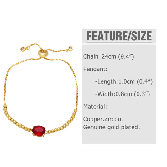 Fashion Simple Style Oval Copper Plating Inlay Zircon 18k Gold Plated Bracelets