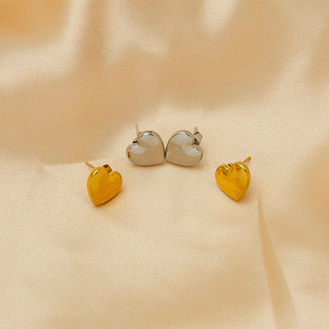 1 Pair Vintage Style Simple Style Heart Shape Plating Stainless Steel 18k Gold Plated Ear Studs