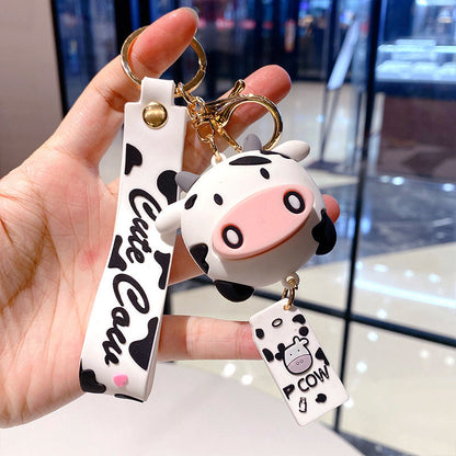 Korean Style Creative New Cartoon Cute Cow Keychain Pendant Cars And Bags Hanging Decoration Year Of The Ox Small Gift Wholesale