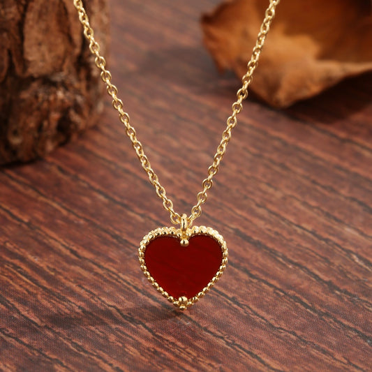 Sweet Simple Style Heart Shape Copper Plating Inlay Zircon 18k Gold Plated Pendant Necklace