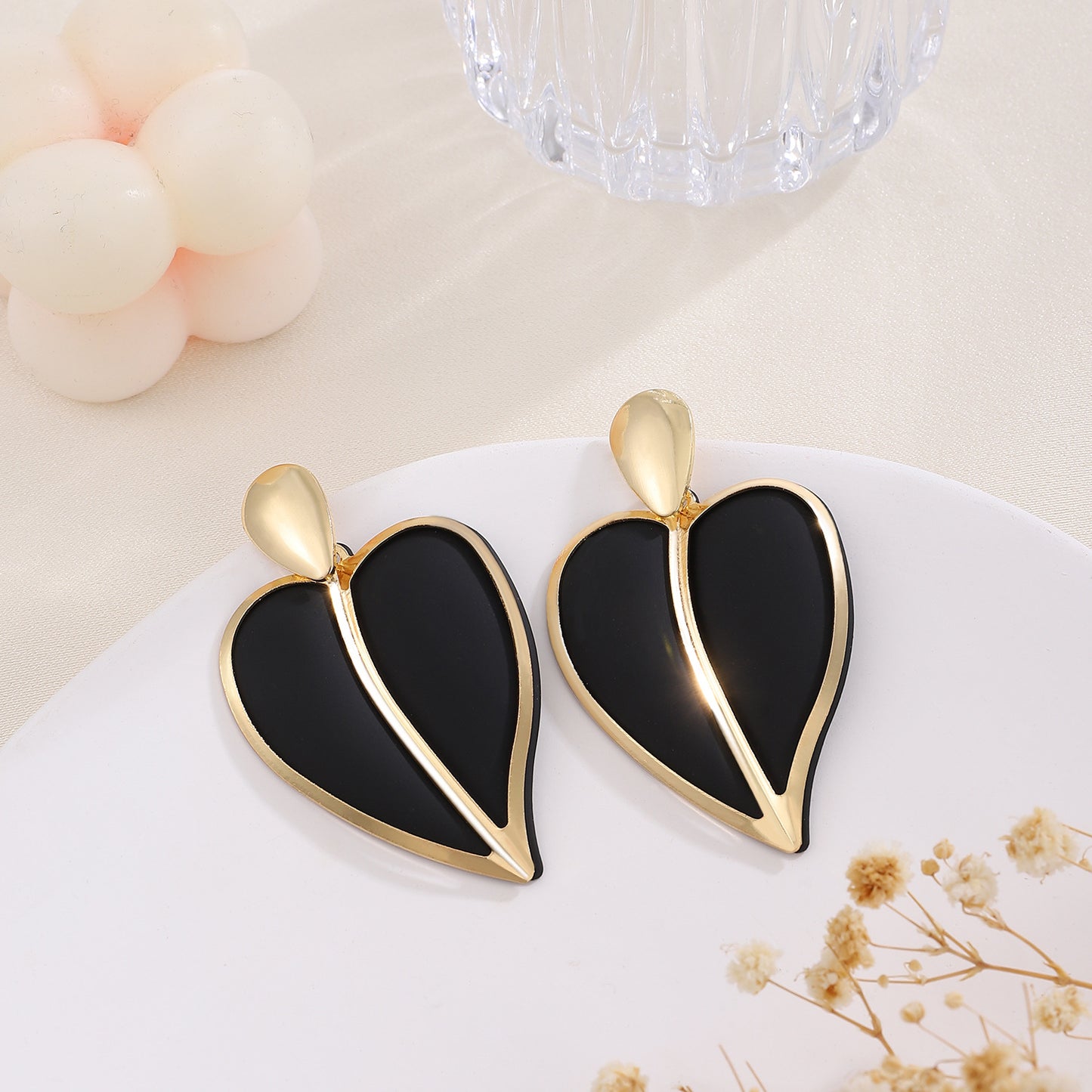 1 Pair Simple Style Heart Shape Plating Alloy 14k Gold Plated Ear Studs