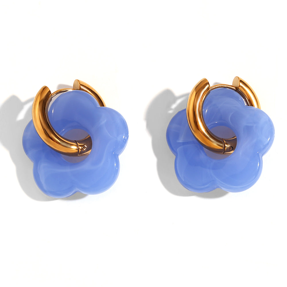 1 Pair Basic Sweet Classic Style Flower Plating Stainless Steel Arylic 18k Gold Plated Drop Earrings