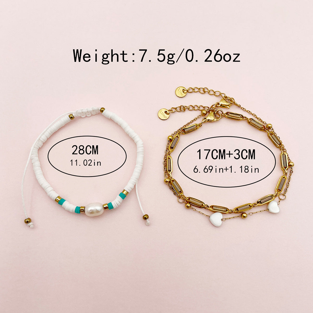 Vintage Style Handmade Geometric Colorful Heart Shape Stainless Steel Artificial Crystal Soft Clay Polishing Enamel Plating 14k Gold Plated Women's Bracelets