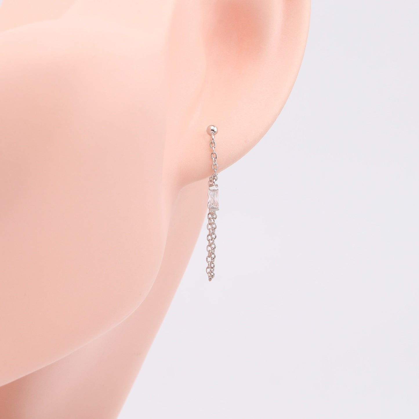 1 Pair Simple Style Geometric Plating Inlay Sterling Silver Zircon Drop Earrings