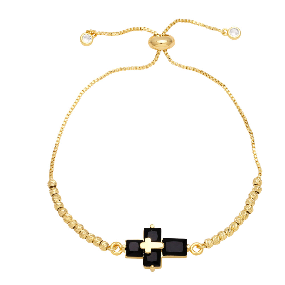 Ig Style Fashion Simple Style Cross Copper 18k Gold Plated Zircon Bracelets In Bulk