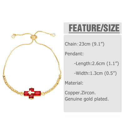 Ig Style Fashion Simple Style Cross Copper 18k Gold Plated Zircon Bracelets In Bulk