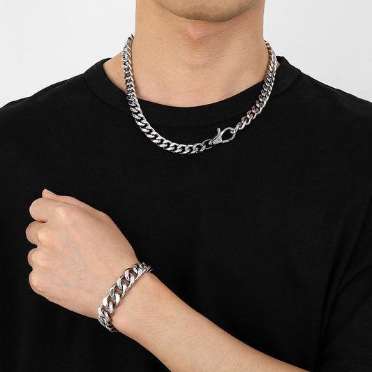 Stainless Steel Rock Punk Solid Color Bracelets Necklace